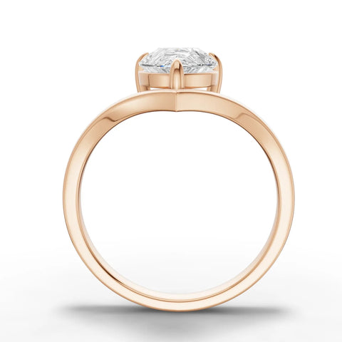 1.50 CT Pear Solitaire Prong Set Lab Grown Diamond Ring in rose gold, close-up 2