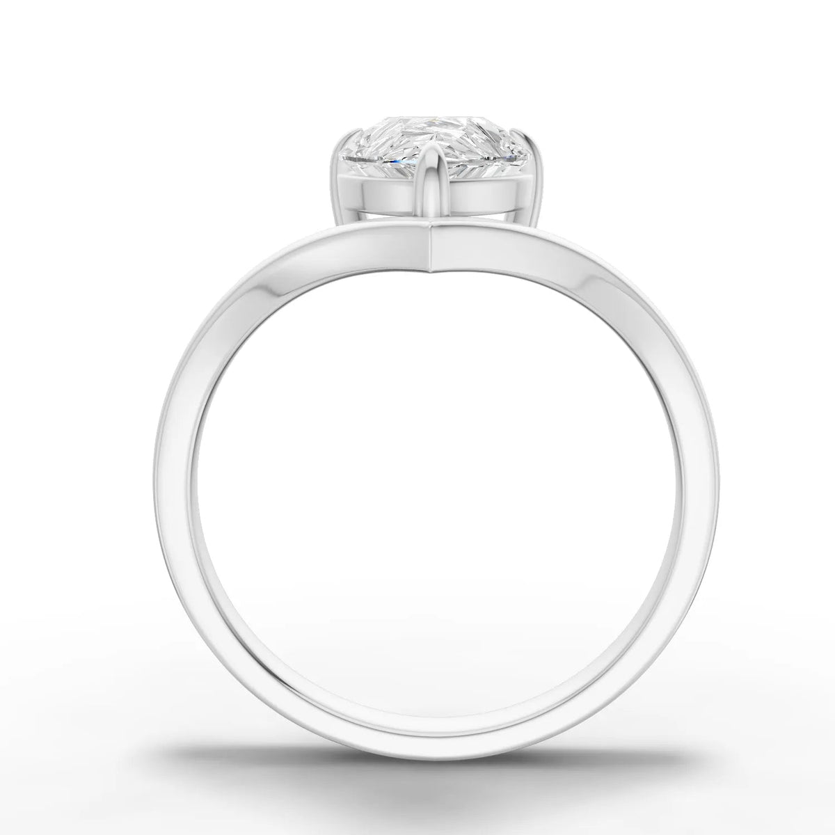 1.50 CT Pear Solitaire Prong Set Lab Grown Diamond Ring in white gold, close-up 2