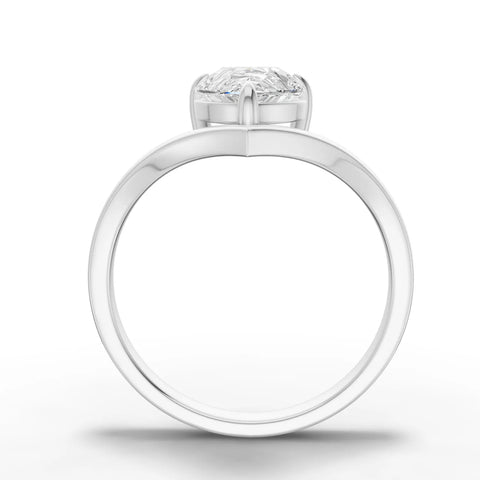 1.50 CT Pear Solitaire Prong Set Lab Grown Diamond Ring in white gold, close-up 2