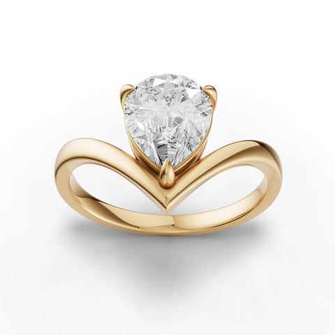 Yellow gold pear diamond wedding band