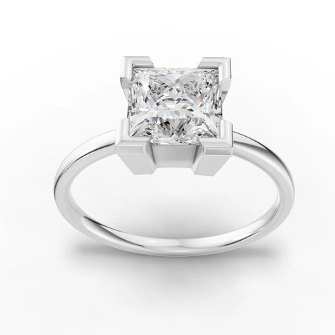 1.50 ct princess solitaire lab grown diamond ring in rose gold with square center stone and polished band