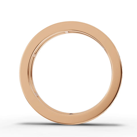 Princess cut lab-grown eternity band rose gold close-up