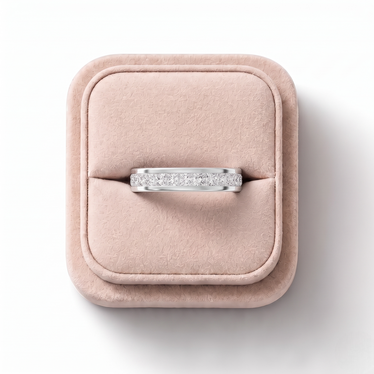 1.50 CT Princess Channel Set Full Eternity Lab Grown Diamond Band, on a white background