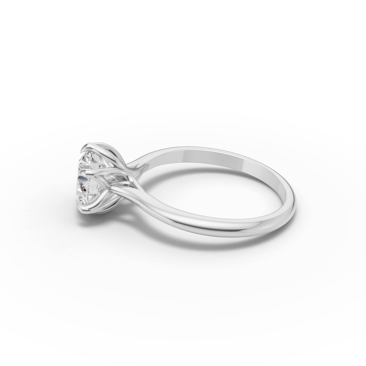 1.50 CT Round Lab Grown Diamond Cathedral Set Solitaire Ring, view 3