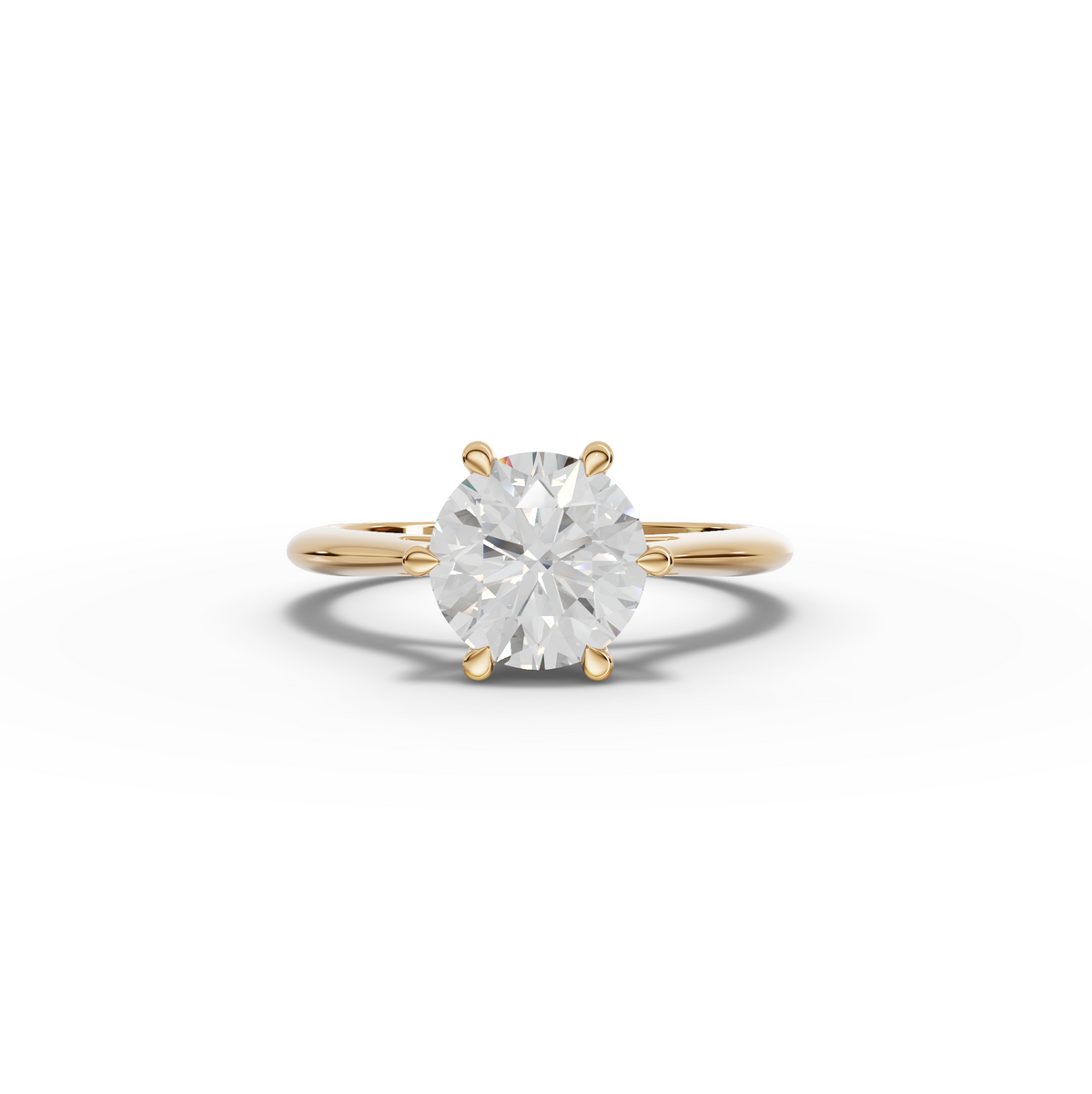 1.50 CT Round Six-Prong Solitaire Lab Grown Diamond Engagement Ring in yellow gold