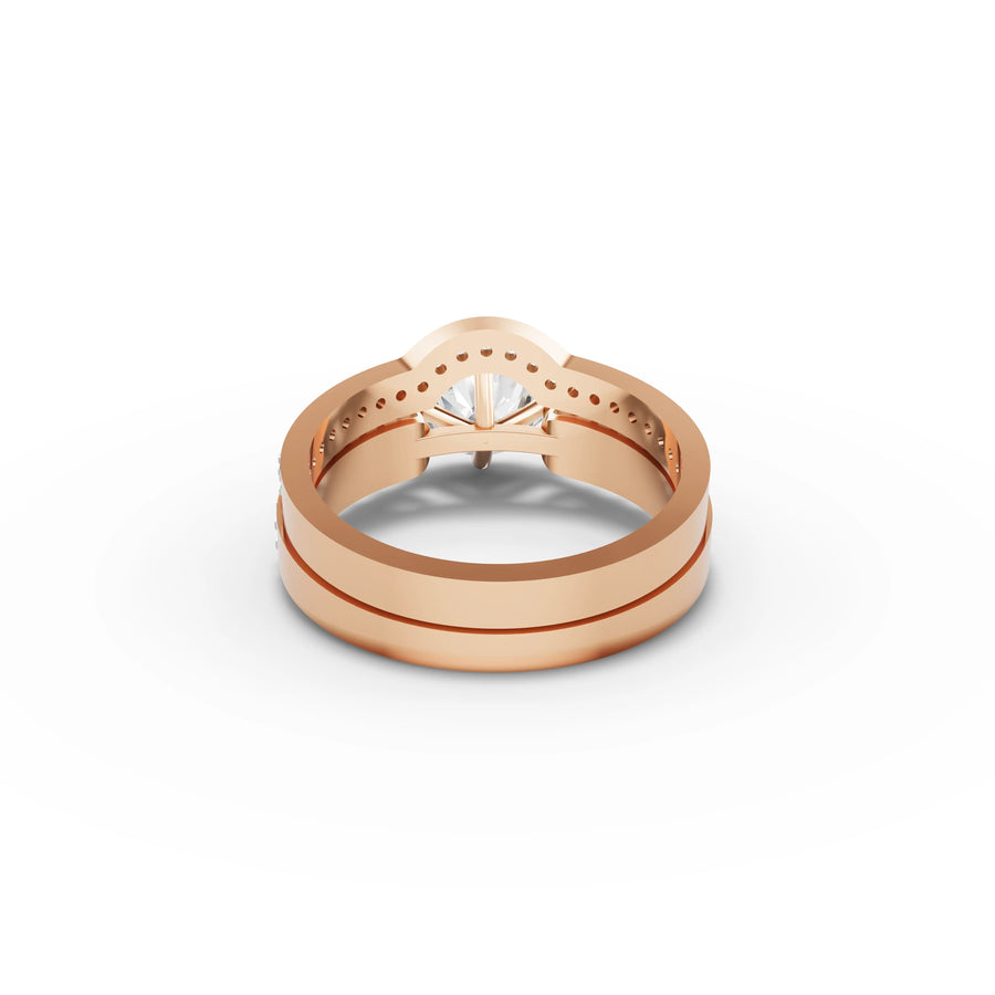 1.50 CT Round Solitaire With Side Stone Lab Grown Diamond Band in rose gold, view 3