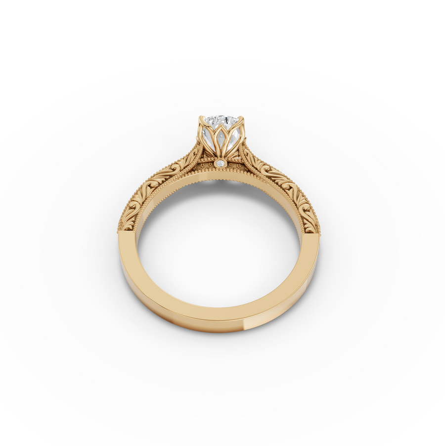 1.505 CT Cushion Lab Grown Diamond Ring with Cathedral Set and Milgrain Details, view 4