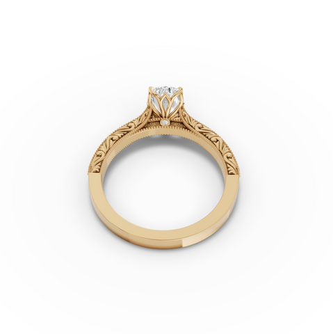 1.505 CT Cushion Lab Grown Diamond Ring with Cathedral Set and Milgrain Details, view 4