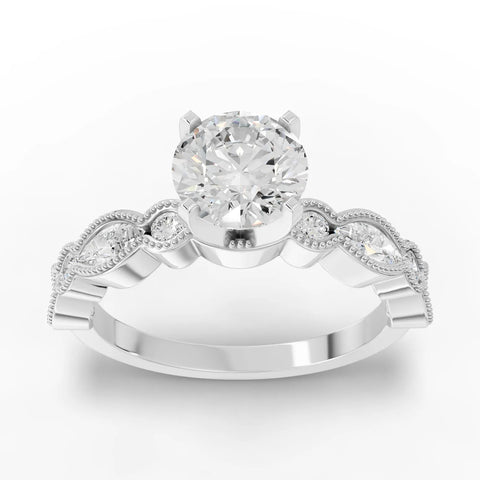 1.51 CT Round Solitaire With Side Stone Lab Grown Diamond Ring in white gold
