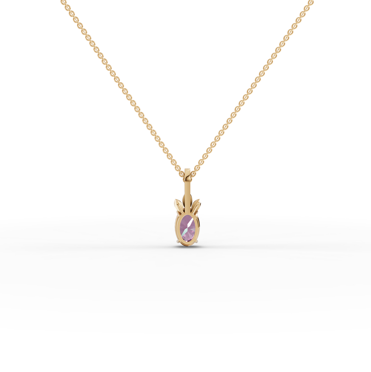 1.54 CT Oval Pink Tourmaline With Side Stone Lab Grown Diamond Pendant 1.00 CT Center, view 4