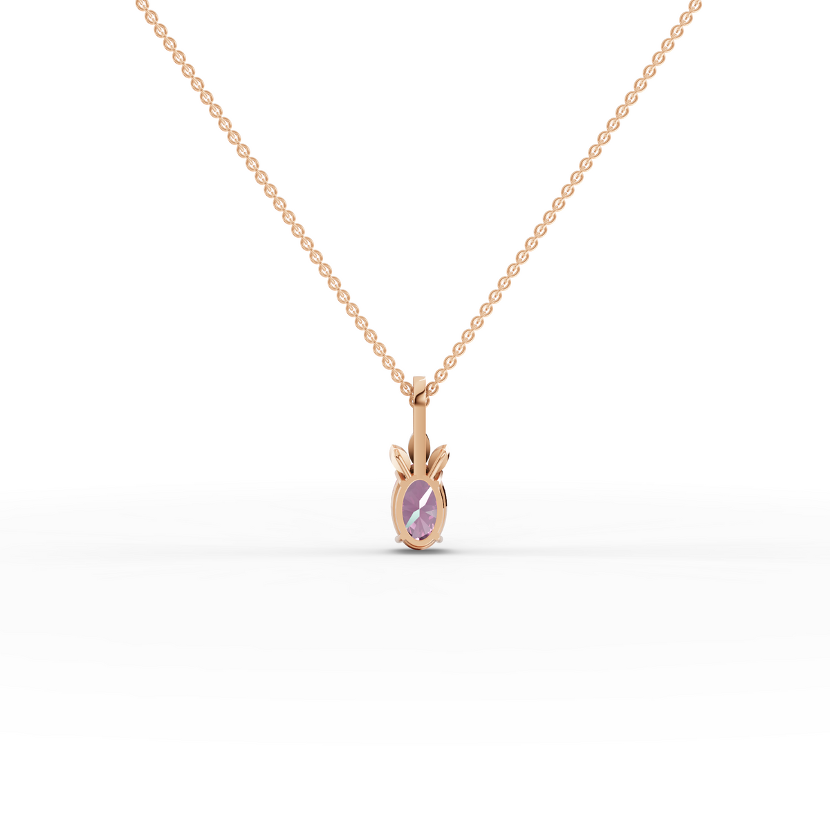 1.54 CT Oval Pink Tourmaline With Side Stone Lab Grown Diamond Pendant 1.00 CT Center, view 6