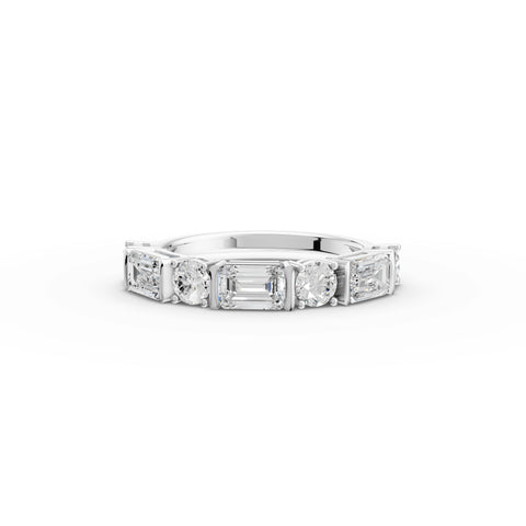 1.57 CT Emerald Lab Grown Diamond Half Eternity Ring in white gold