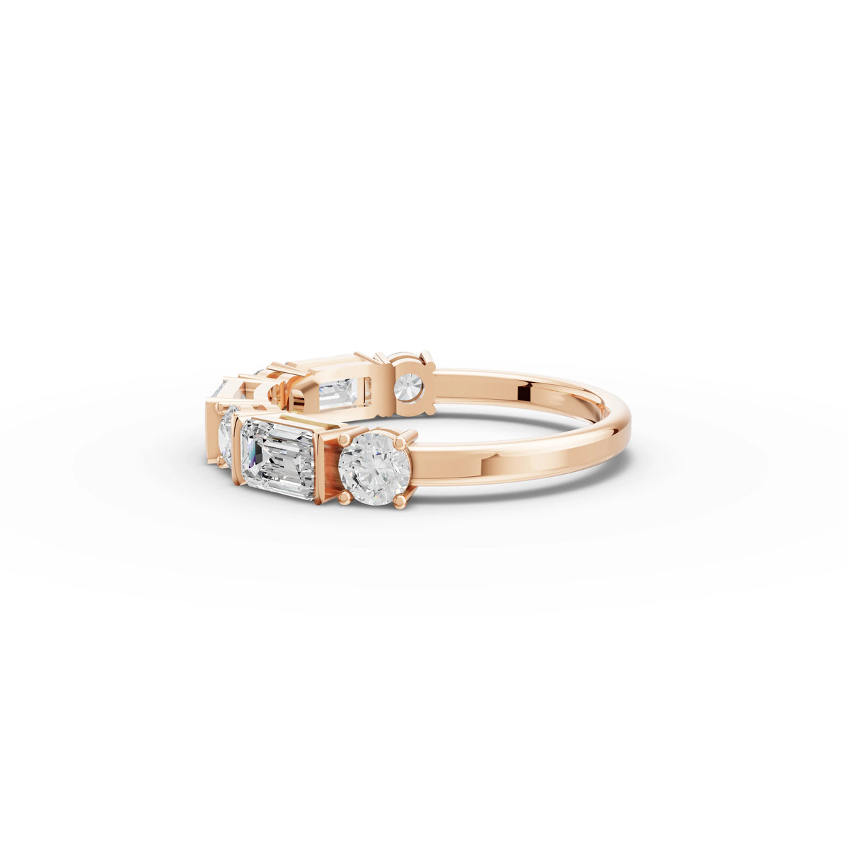 1.57 CT Emerald Lab Grown Diamond Half Eternity Ring, view 6