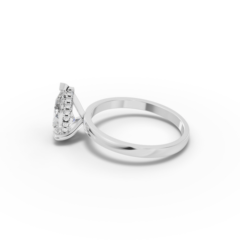 1.57 CT Pear Hidden Halo Lab Diamond Solitaire Engagement Ring