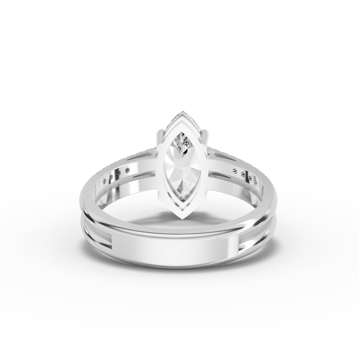 1.60 CT Marquise Lab Grown Diamond Split Ring 1.50 CT Center, view 2