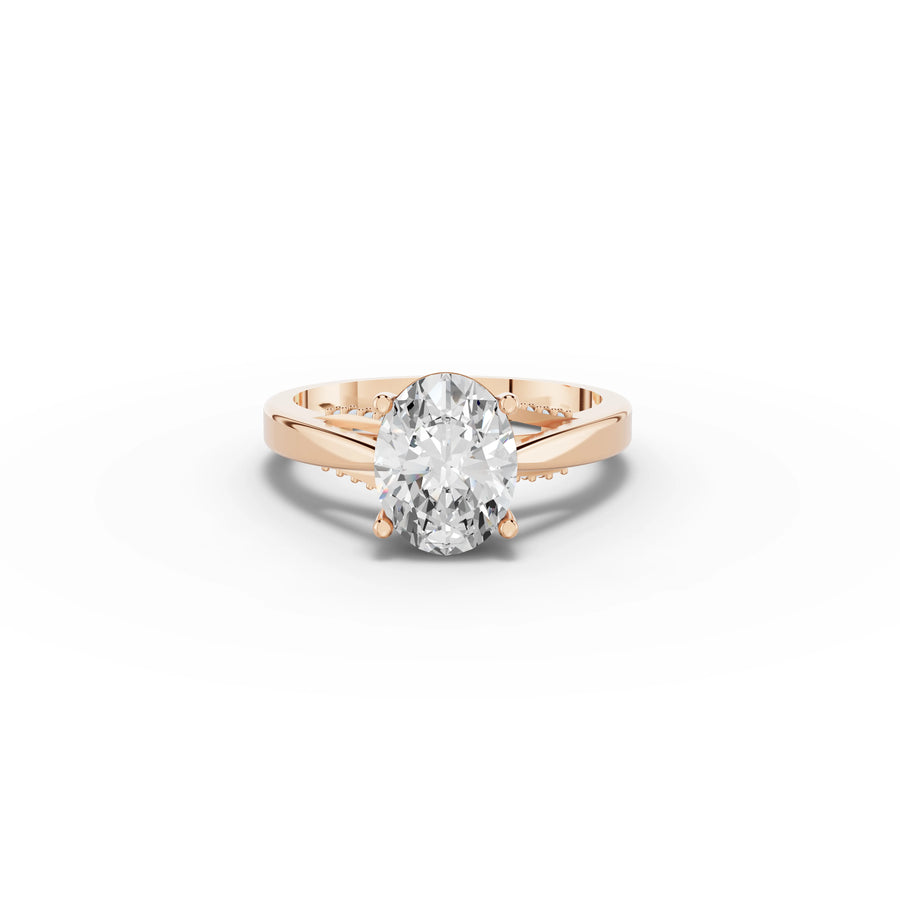 1.61 CT Oval Solitaire Hidden Halo Lab Grown Diamond Ring in rose gold