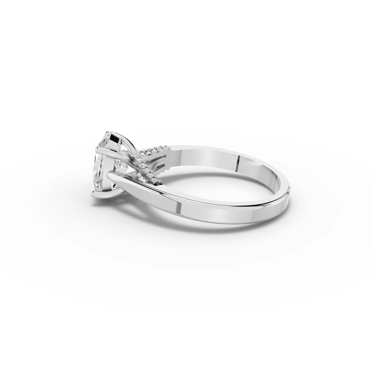 1.61 CT Oval Solitaire Hidden Halo Lab Grown Diamond Ring in white gold, view 2