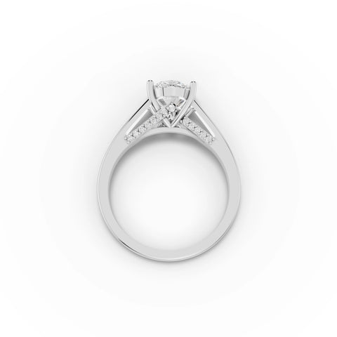 1.61 CT Oval Solitaire Hidden Halo Lab Grown Diamond Ring in white gold, view 3