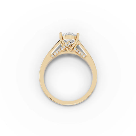1.61 CT Oval Solitaire Hidden Halo Lab Grown Diamond Ring in yellow gold, view 3