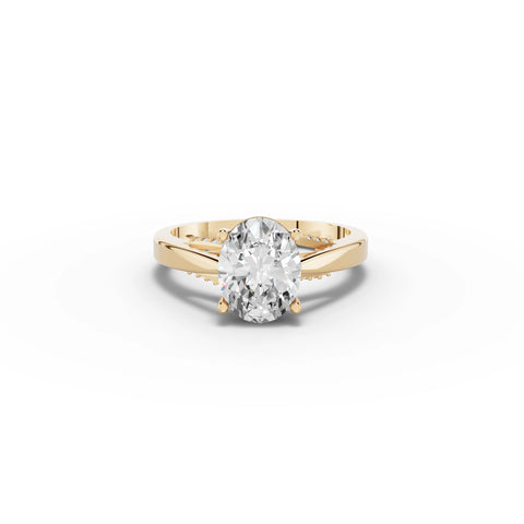 1.61 CT Oval Solitaire Hidden Halo Lab Grown Diamond Ring in yellow gold
