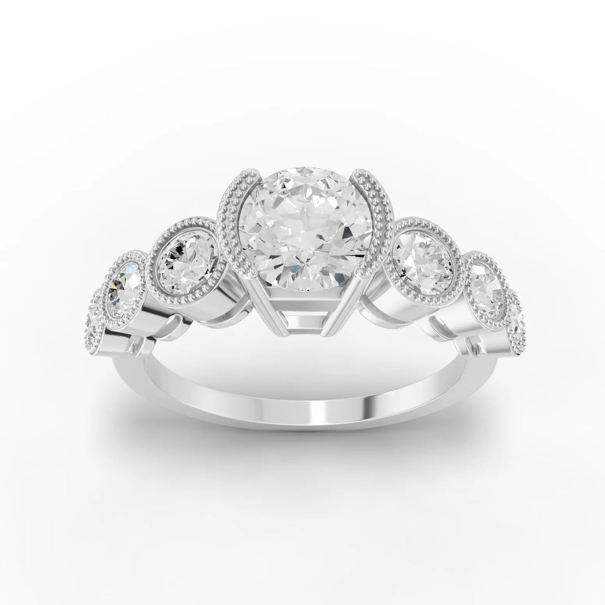 1.62 CT Round Solitaire With Side Stone Lab Grown Diamond Ring in white gold