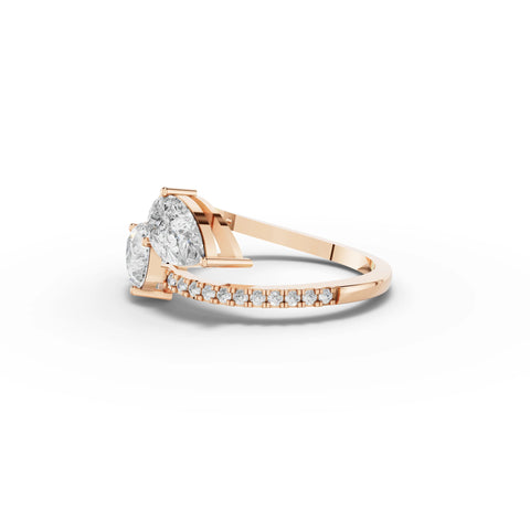 1.65 CT Pear Toi et Moi With Pavé Lab Grown Diamond Band in rose gold, view 2