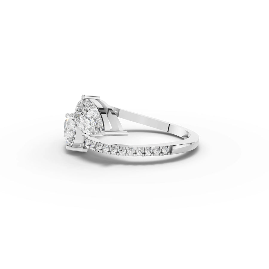 1.65 CT Pear Toi et Moi With Pavé Lab Grown Diamond Band in white gold, view 2