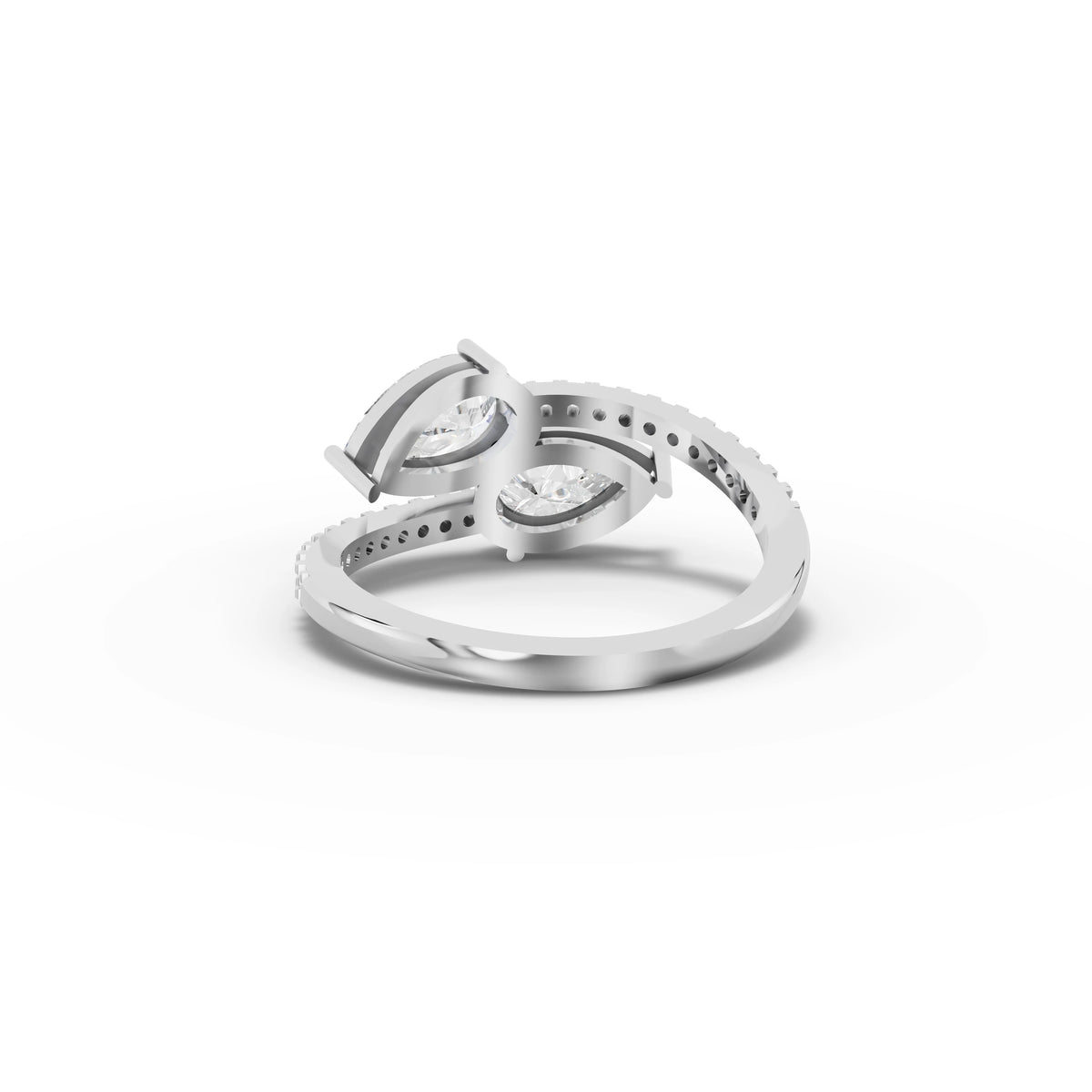 1.65 CT Pear Toi et Moi With Pavé Lab Grown Diamond Band in white gold, view 3
