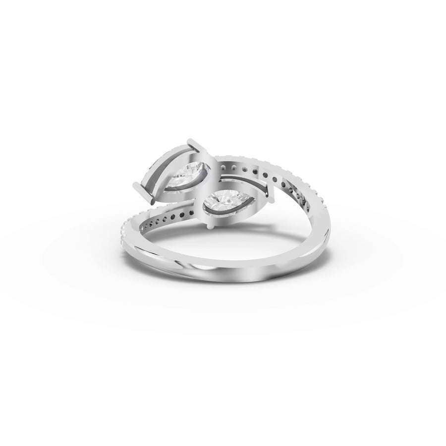 1.65 CT Pear Toi et Moi With Pavé Lab Grown Diamond Band in white gold, view 3