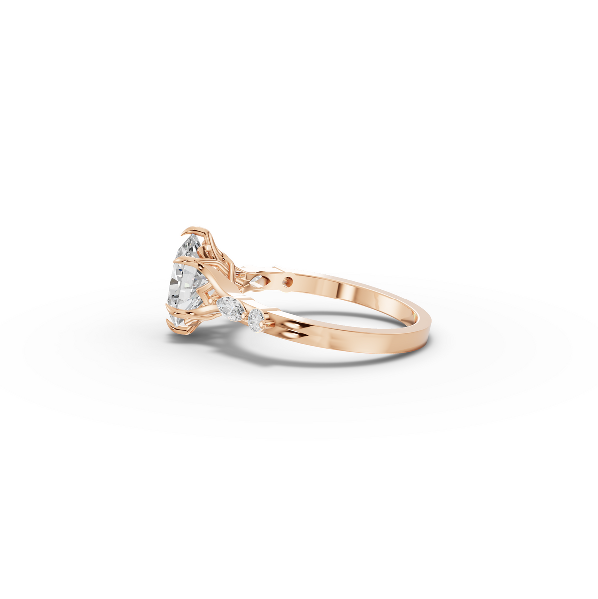 1.66 CT Oval Solitaire Lab Grown Diamond Accent Ring 1.50 CT Center, view 5