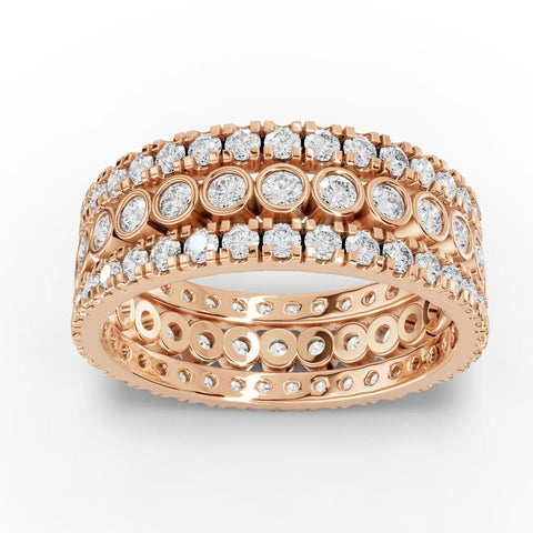 1.66 CT Round Full Eternity Pavé Lab Grown Diamond Ring in rose gold, top view