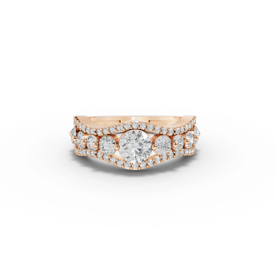 1.66 CT Round Statement Lab Grown Diamond Ring in rose gold