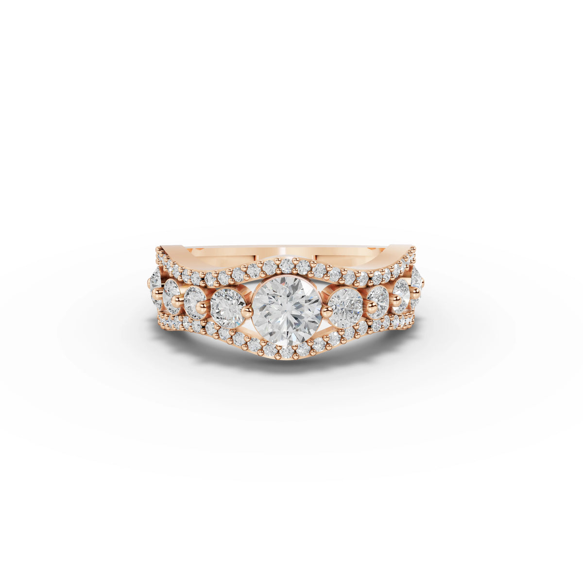1.66 CT Round Statement Lab Grown Diamond Ring in rose gold