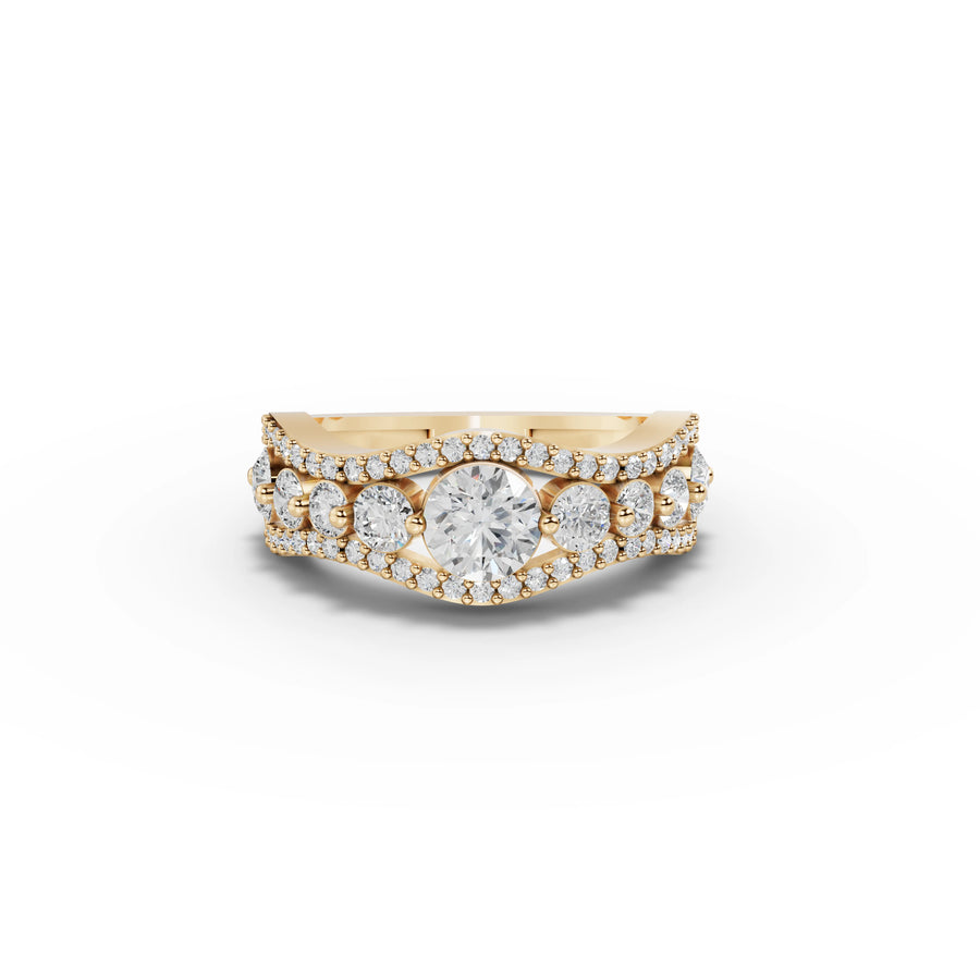 1.66 CT Round Statement Lab Grown Diamond Ring in yellow gold