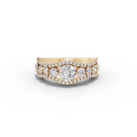 1.66 CT Round Statement Lab Grown Diamond Ring in yellow gold