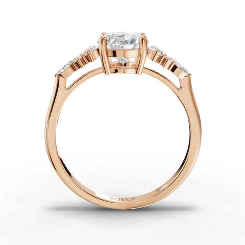 1.67 CT Oval Solitaire Lab Grown Diamond Accent Ring in rose gold, view 2