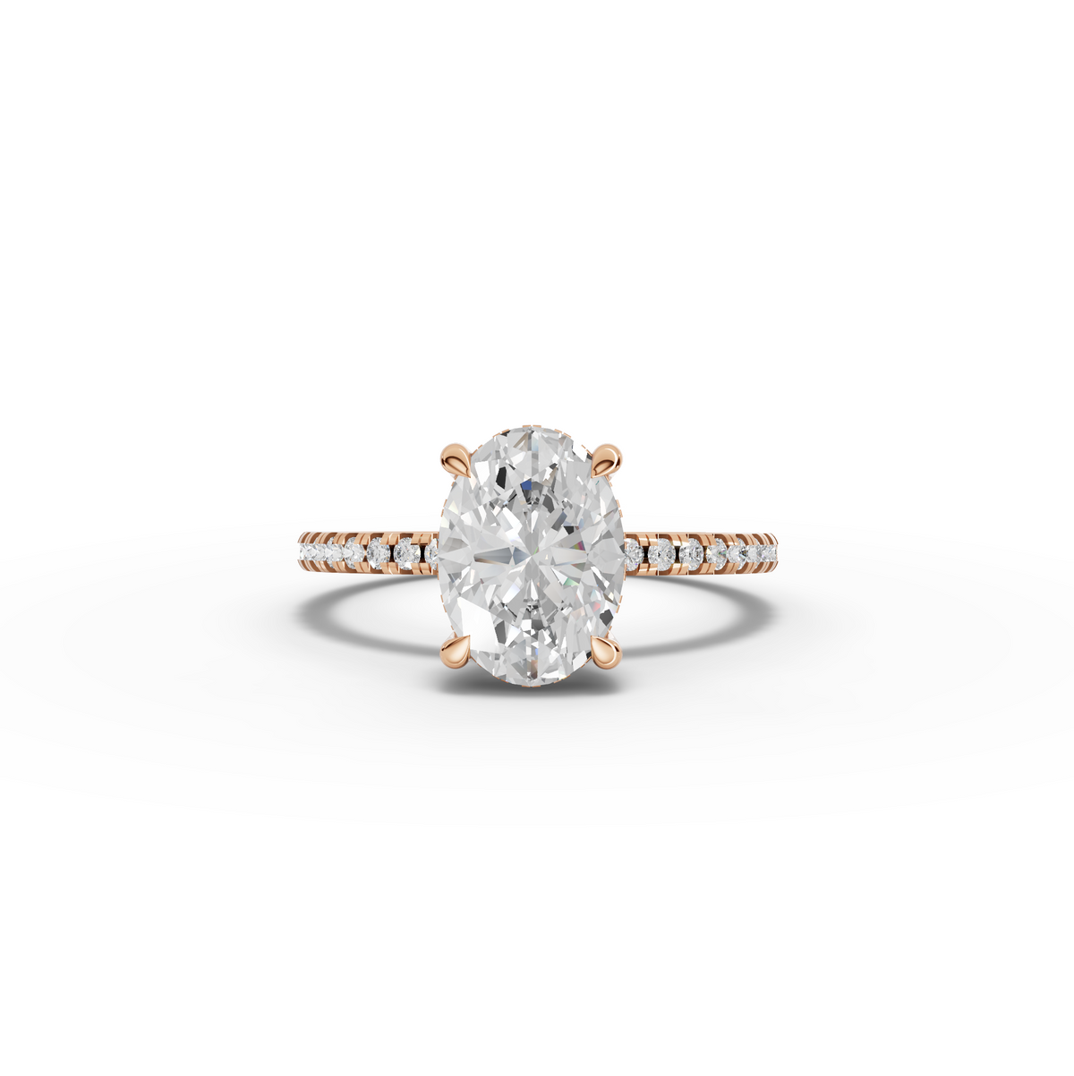 1.67 CT Oval Solitaire Pavé Lab Grown Diamond Ring in rose gold