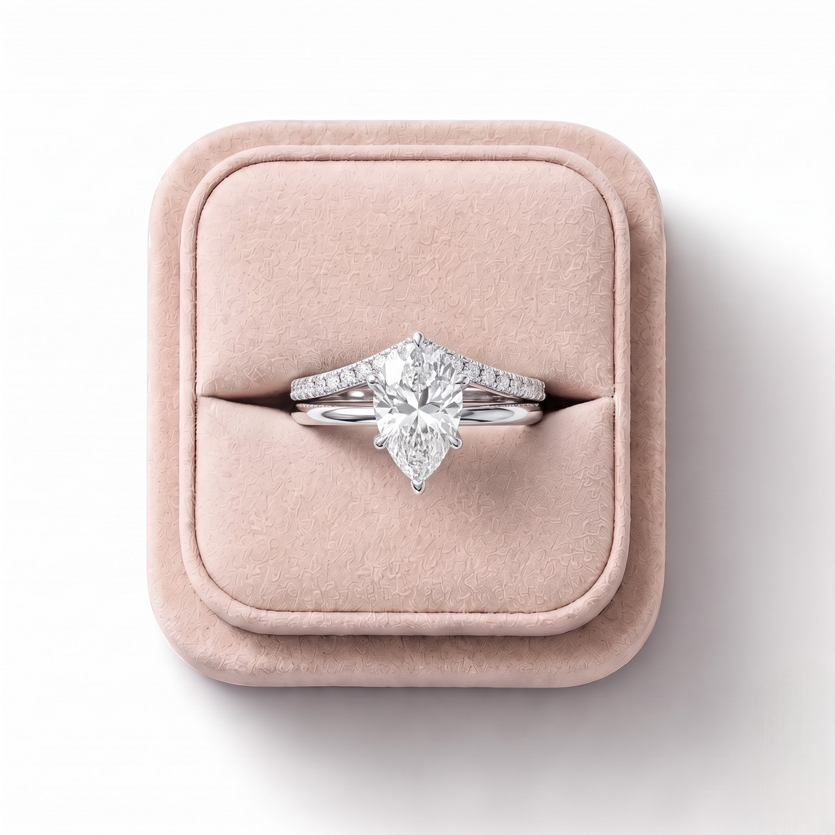 1.69 CT Pear Lab Grown Diamond Solitaire Set Ring 1.5 CT Center, in its gift box