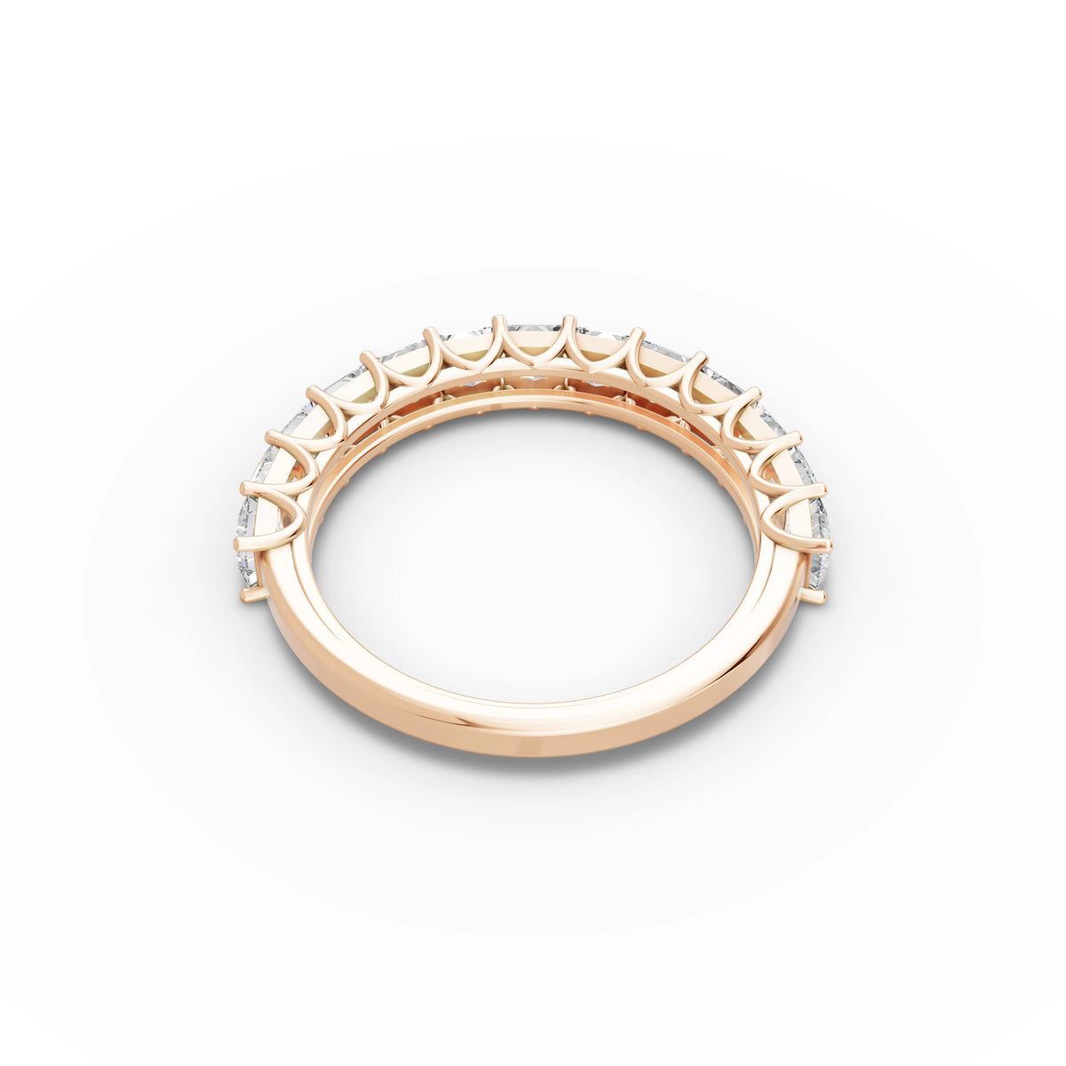 1.69 CT Princess U-Prong Half Eternity Lab Grown Diamond Ring in rose gold, view 3