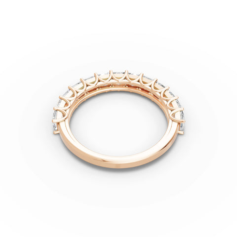 1.69 CT Princess U-Prong Half Eternity Lab Grown Diamond Ring in rose gold, view 3