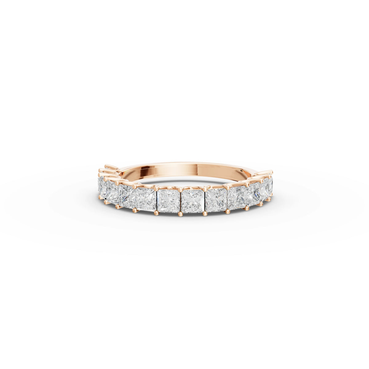1.69 CT Princess U-Prong Half Eternity Lab Grown Diamond Ring in rose gold