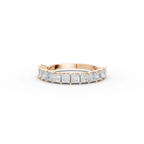 1.69 CT Princess U-Prong Half Eternity Lab Grown Diamond Ring in rose gold