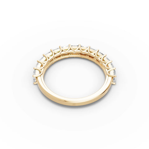1.69 CT Princess U-Prong Half Eternity Lab Grown Diamond Ring in yellow gold, view 3