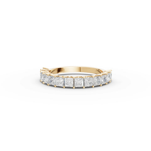 1.69 CT Princess U-Prong Half Eternity Lab Grown Diamond Ring in yellow gold