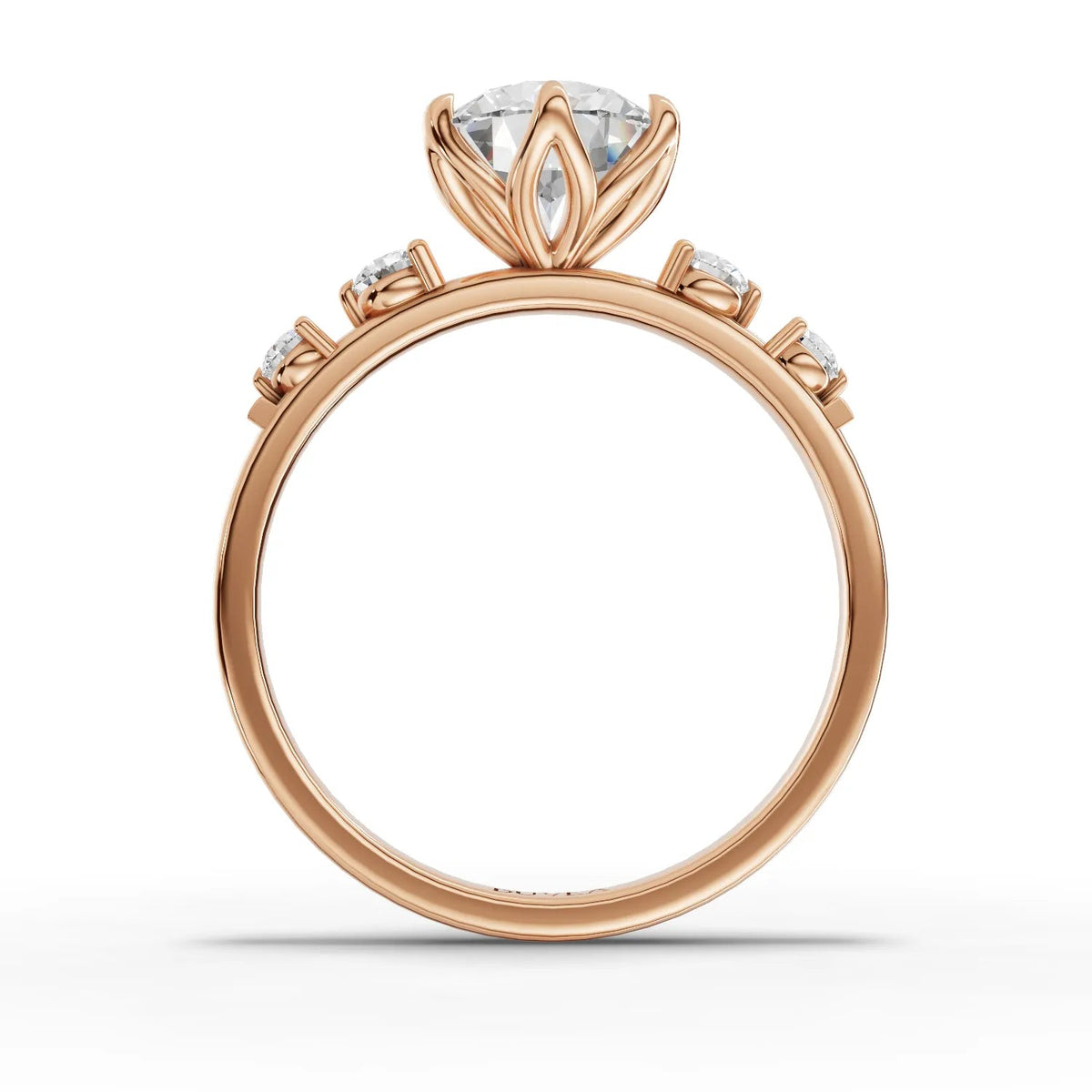1.69 Ct Round Solitaire With Side Stone Lab Grown Diamond Ring in rose gold, view 3