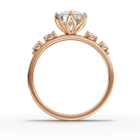 1.69 Ct Round Solitaire With Side Stone Lab Grown Diamond Ring in rose gold, view 3