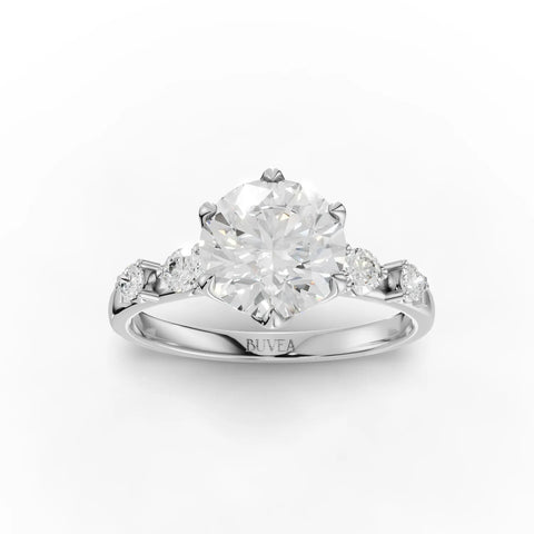 1.69 Ct Round Solitaire With Side Stone Lab Grown Diamond Ring in white gold