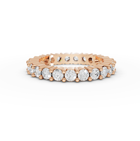 1.70 CT Round Basket Setting Full Eternity Lab Grown Diamond Ring in rose gold