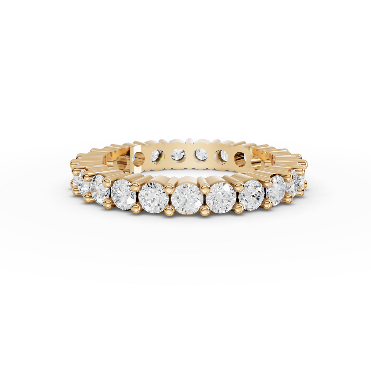 1.70 CT Round Basket Setting Full Eternity Lab Grown Diamond Ring in yellow gold