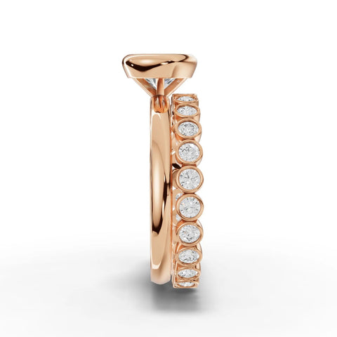 Round lab-grown bezel ring rose gold close-up
